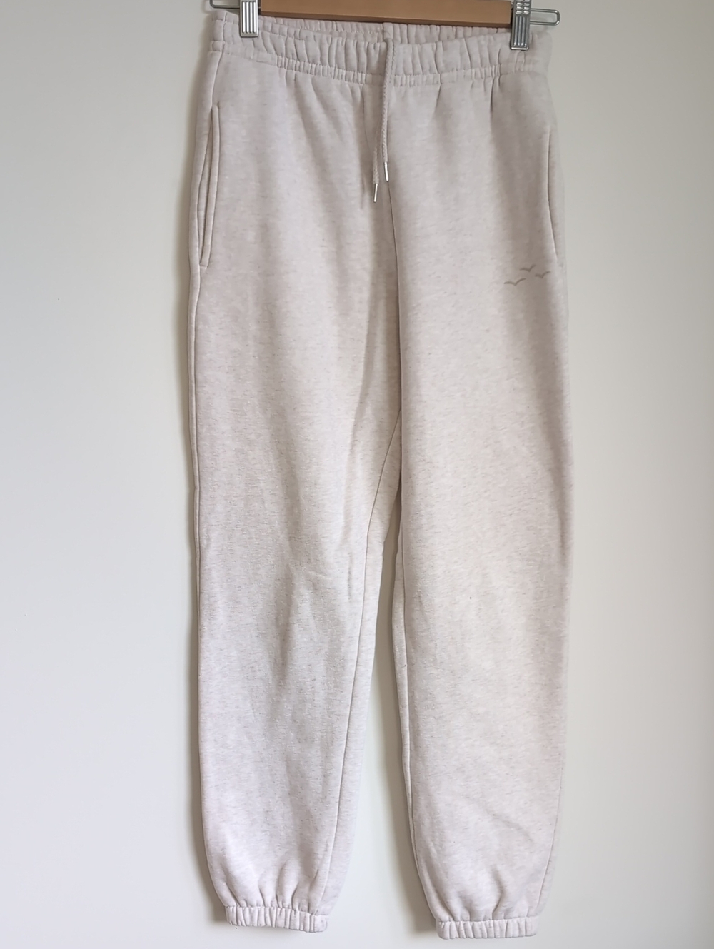 Women's Cream Drawstring Joggers with Elastic Cuffs